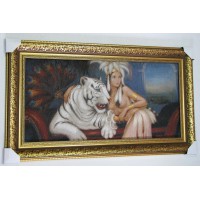 Гобіленова картина Жінка з білим тигром 