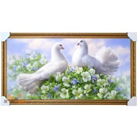 523 картина в рамі Пара голубів 105х55 см