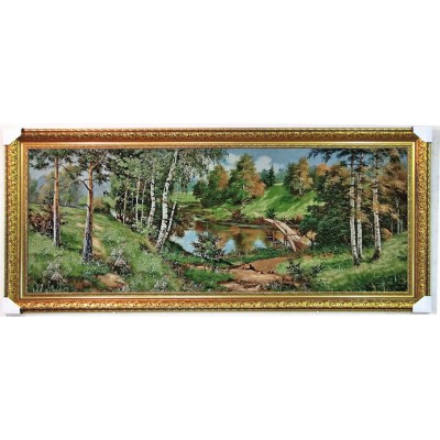 Гобеленова картина Річка ліс природа місток Б815 163х74 см