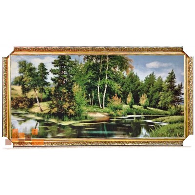 Гобеленова картина Природа  річка ліс Б063 128х67см