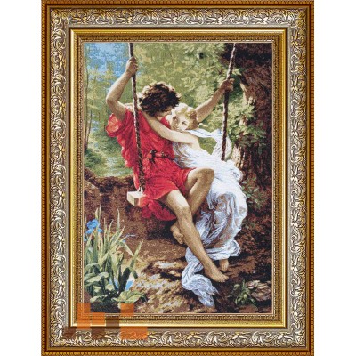 Гобеленова картина Пара закоханих на гойдалці 62х81см