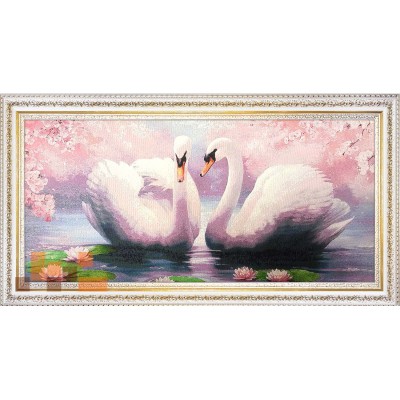 Гобеленова картина Пара лебедів 88х47см