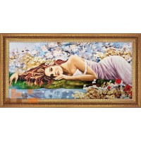 Гобеленова картина Квіткові мрії дівчини 88х47см