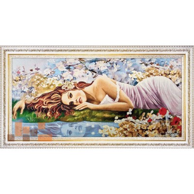 Гобеленова картина Квіткові мрії дівчини 88х47см