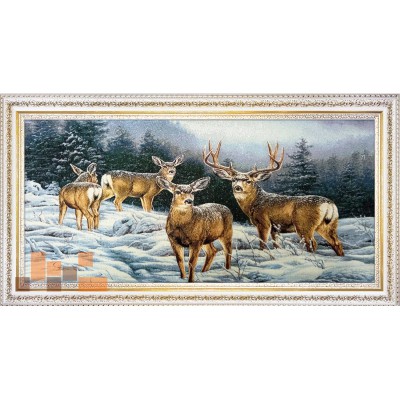 Гобеленова картина Олені в зимовому лісі  88х47см