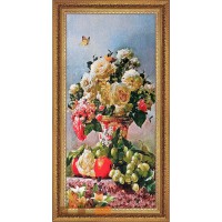 Гобеленова картина Вертикальна картина Троянди у вазі натюрморт 88х47см