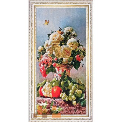 Вертикальна картина Троянди у вазі натюрморт 88х47см