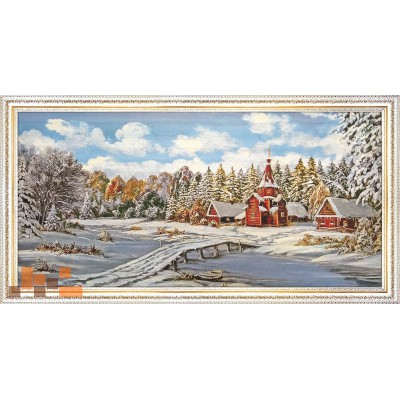 Гобеленова картина Деревня в лесу 127х67см