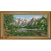 Гобеленова картина Будиночок серед могутніх гір127х67см