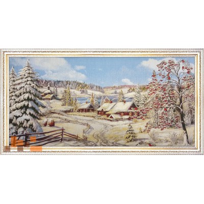 Гобеленова картина Село зимою снігурі калина127х67см