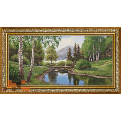 Гобеленова картина МІсток через річку серед казкової природи 127х67см