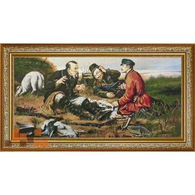 Гобеленова картина Охотники на привале (Три брехуна)127х67см