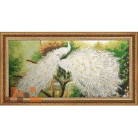 Гобеленова картина  Пара білих павичів 88х47см