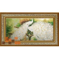 Гобеленова картина  Пара білих павичів 88х47см