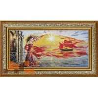 Гобеленова картина Дівчина з подихом мрії 88х47см