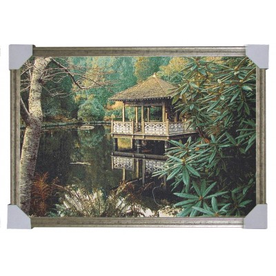 Гобіленова картина Лісова бесідка біля озера японському стилі 86х56см