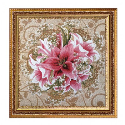 Гобеленова картина Квіти рожеві лілії   52х52см