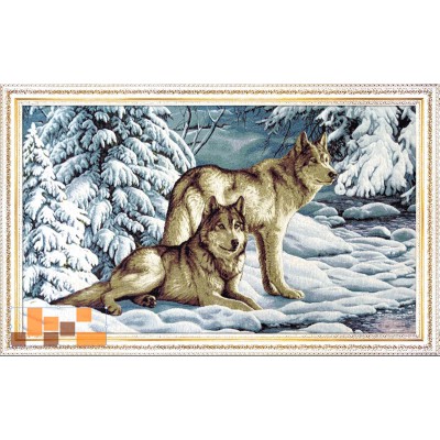 Гобеленова картина Пара вовків зимою 112х76см