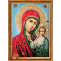 Гобеленова картина з люрексом Ікона Божої матері Володимирська 57х75см