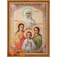 Гобеленова картина з люрексом Ікона Матері Св. Софії з дочками Віра Надія та Любов 59х76см