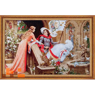 Гобеленова картина Рицар на білому коні і принцеса 80х55см