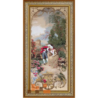 Гобеленова картина з люрексом в рамі Урок красномовності 63х126см