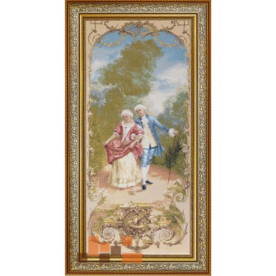 Гобеленова картина з люрексом в рамі Урок привабливості  67х125см
