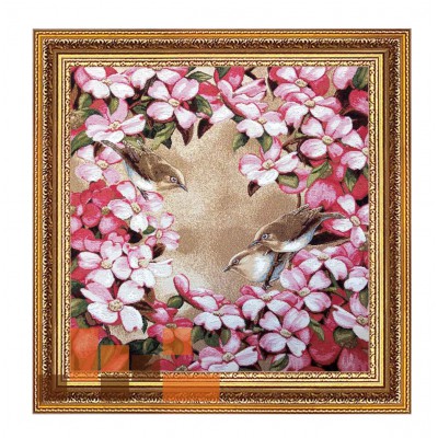 Гобеленова картина Пташечки серед квітів, мод.1 52х52см