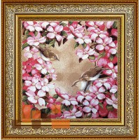 Гобеленова картина Пташечки серед квітів, мод.1 52х52см