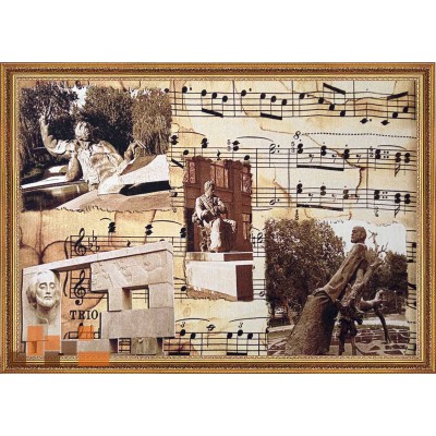Гобеленова картина в рамі 4,5см Ноти великих композиторів 86х66см