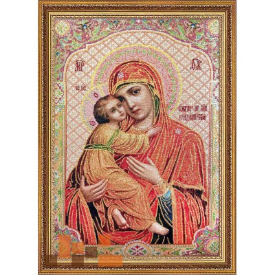 Гобеленова ікона з люрексом Діва Марія з Ісусом 36х47см