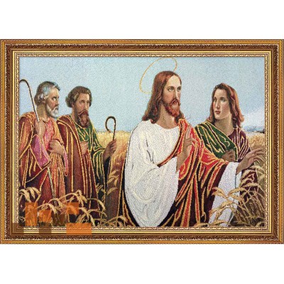 Гобеленова картина Ісус в пшеничному полі 48х36 см.