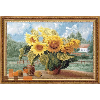 Гобеленова картина Український букет соняшників 56х39см