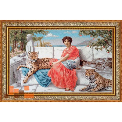 Гобеленова картина Цариця з двома гепардами 124х84см